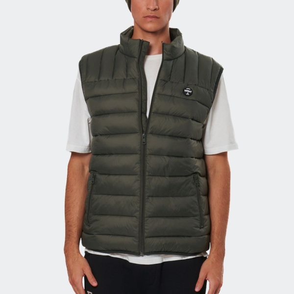 Body Action Lightweight Quilted Men's Vest 073534-01-OliveKhaki